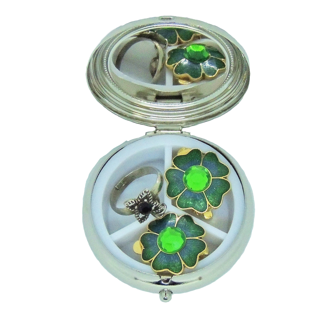Round-shaped enamel pillbox